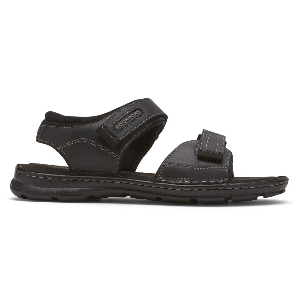 Rockport Men's Darwyn Quarter-Strap Sandals - Black - USA (4076LAVPS)